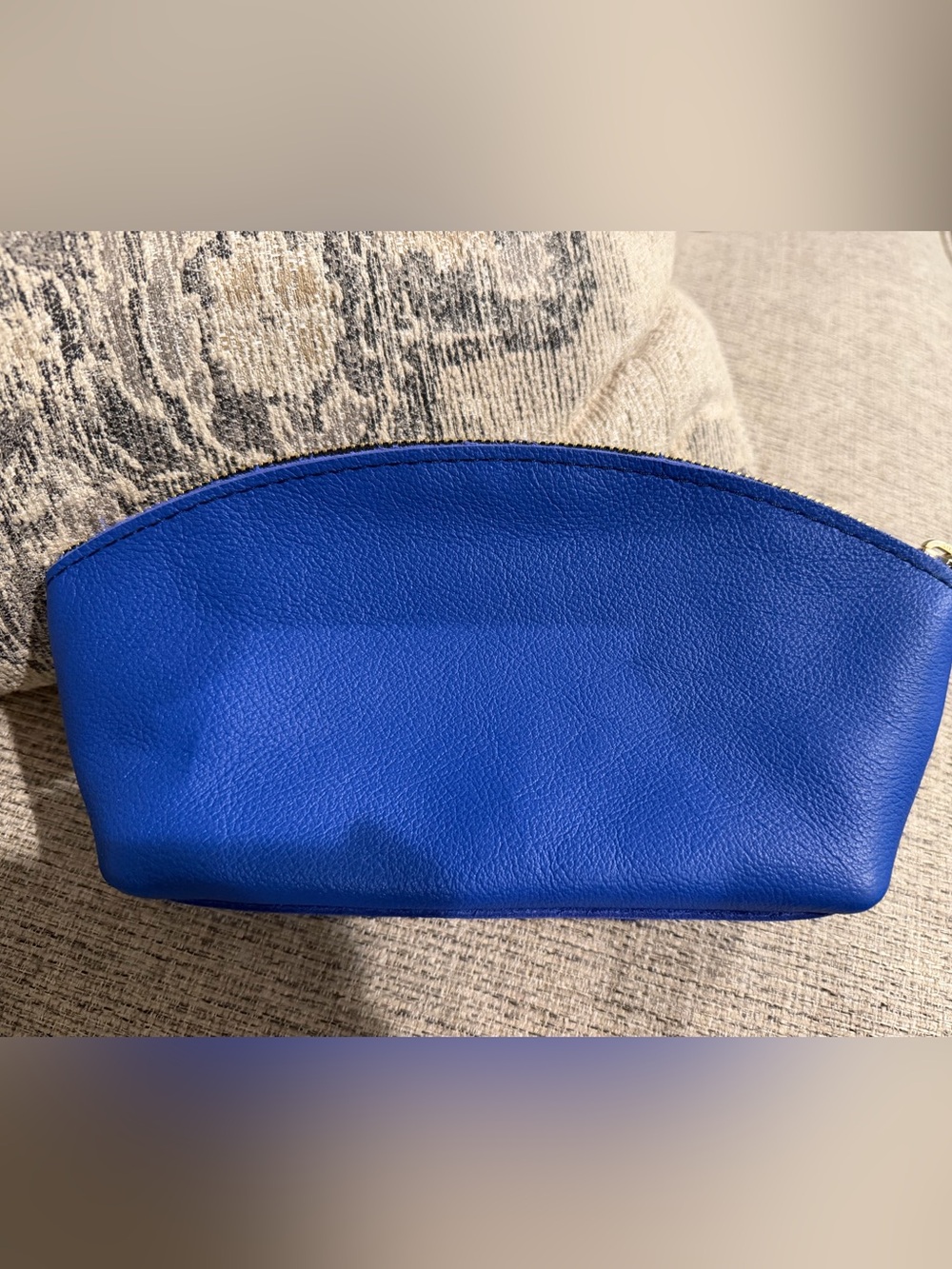 Portland Leather Goods Eclipse Makeup Bag Molino Blue Leather NWOT